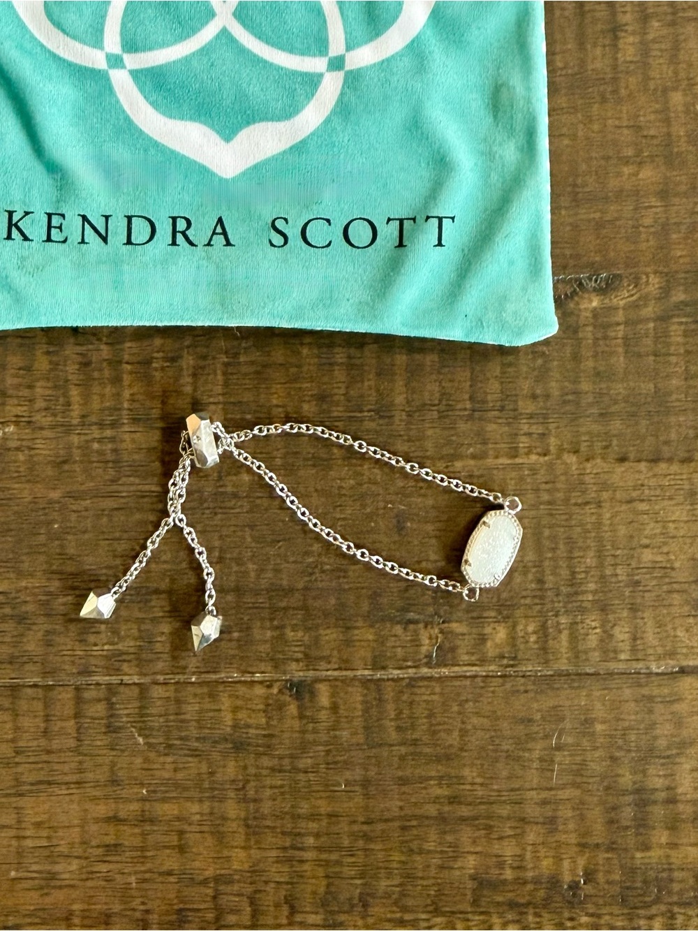 Kendra Scott Silver Oval Adjustable Bracelet with Clear Stone